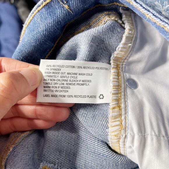 Wild Fable Size 6 Highest Rise Slim Straight Patchwork Denim Jeans Fringe Detail - Picture 10 of 10